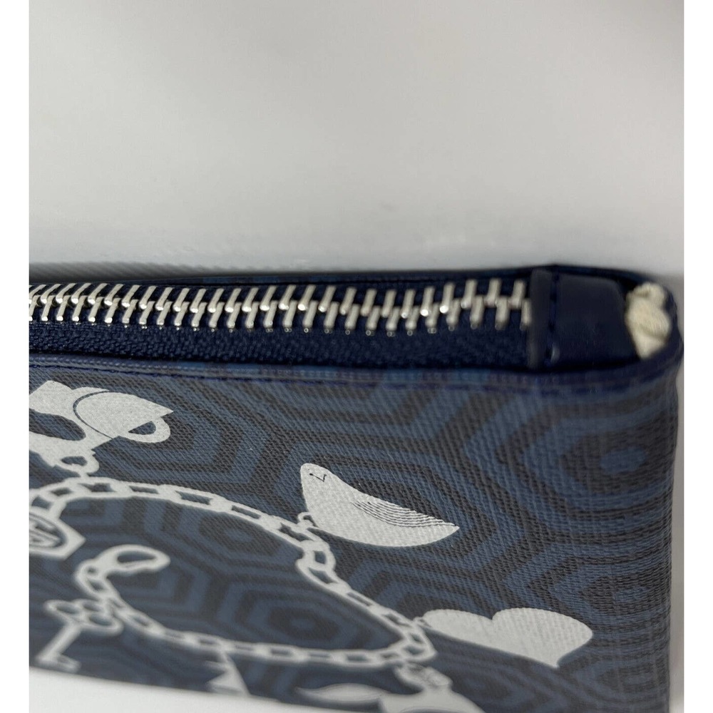Jonathan Adler Navy Wristlet Silver Charm Jewelry Print Small Zip Pouch NWT - Picture 11 of 11